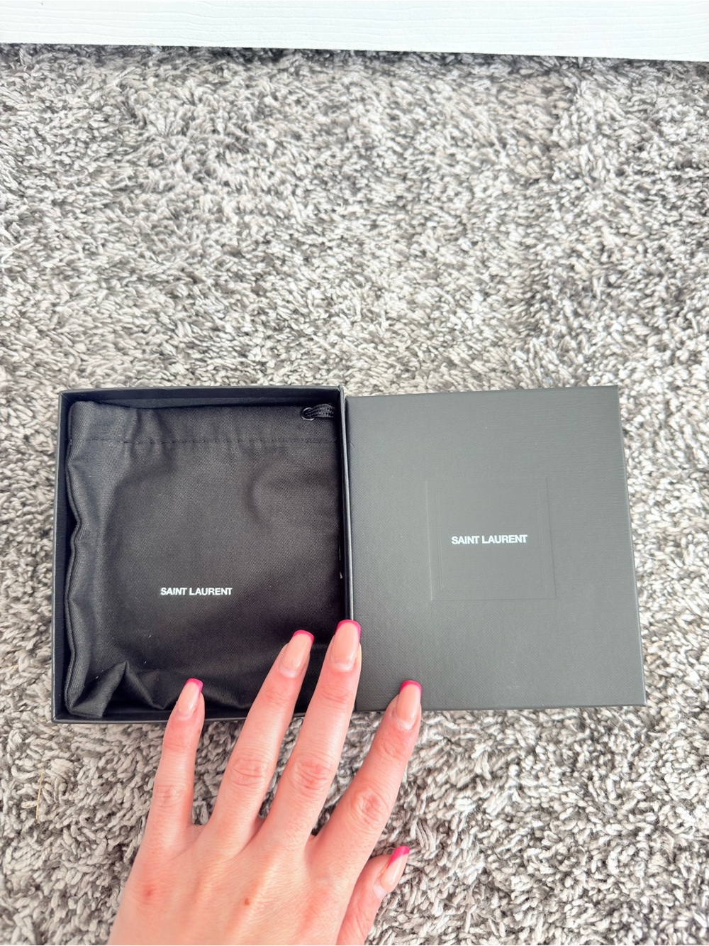 Saint Laurent Black Drawstring Pouch with Branded Box Set